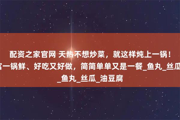 配资之家官网 天热不想炒菜，就这样炖上一锅！食材丰富一锅鲜、好吃又好做，简简单单又是一餐_鱼丸_丝瓜_油豆腐